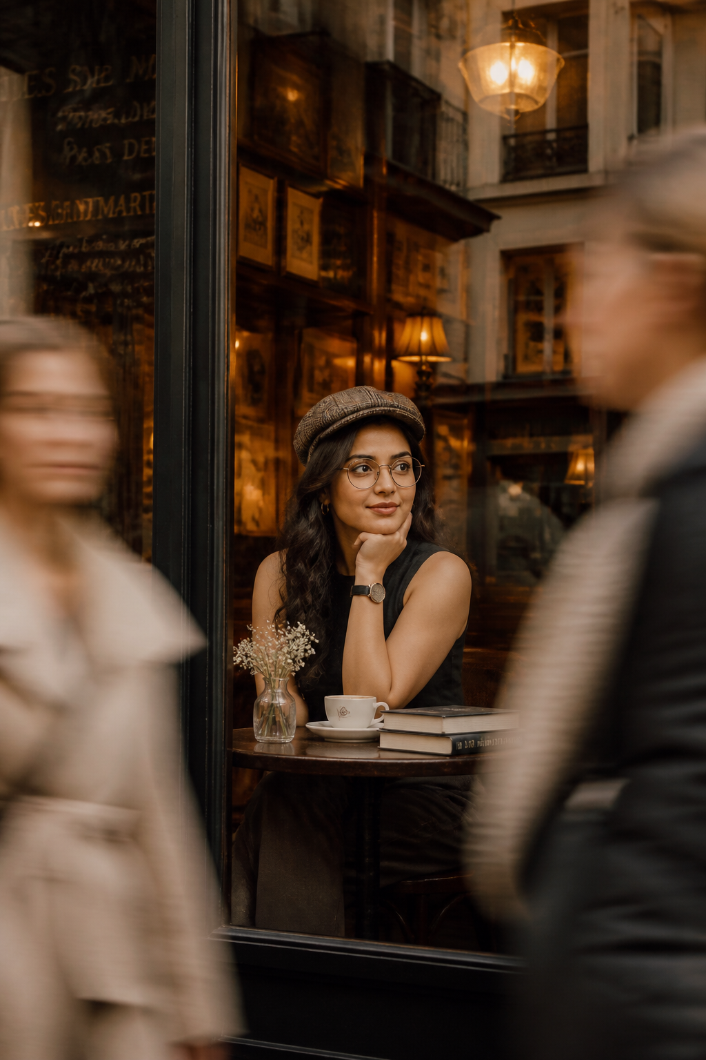 Create a hyperrealistic cinematic street photograph of a you