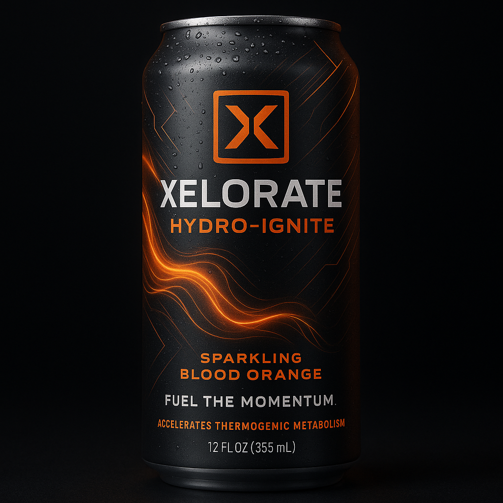 High-impact energy drink packaging design for Xelorate Hydro