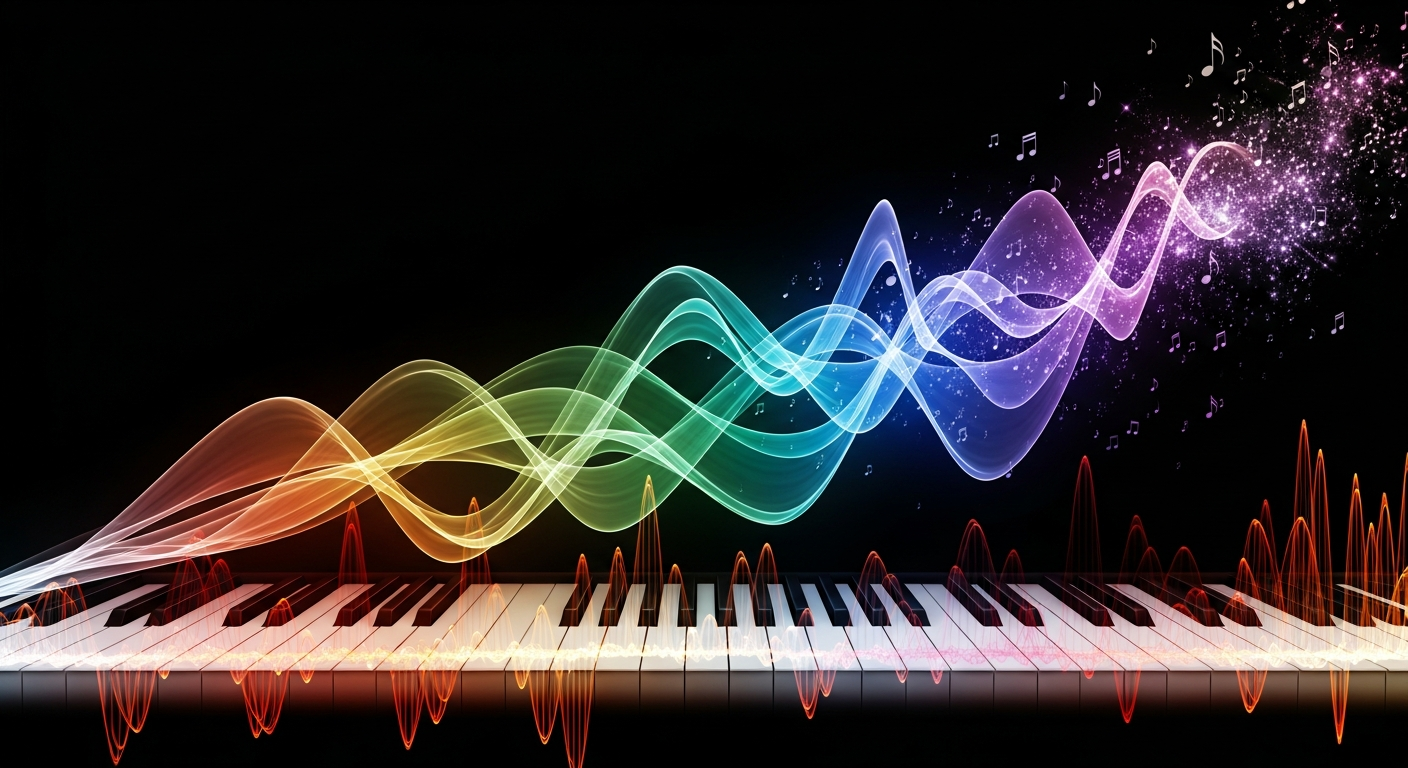 ETHEREAL digital artwork of synesthesia visualized, showing